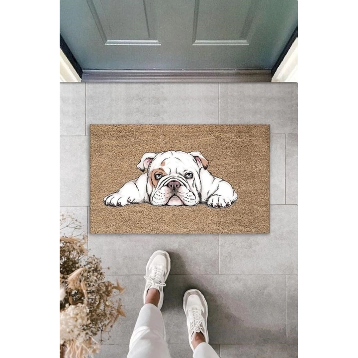 BFS Dekoratif Dijital Baskı Bej Köpek Dış Mekan Paspas K-3005