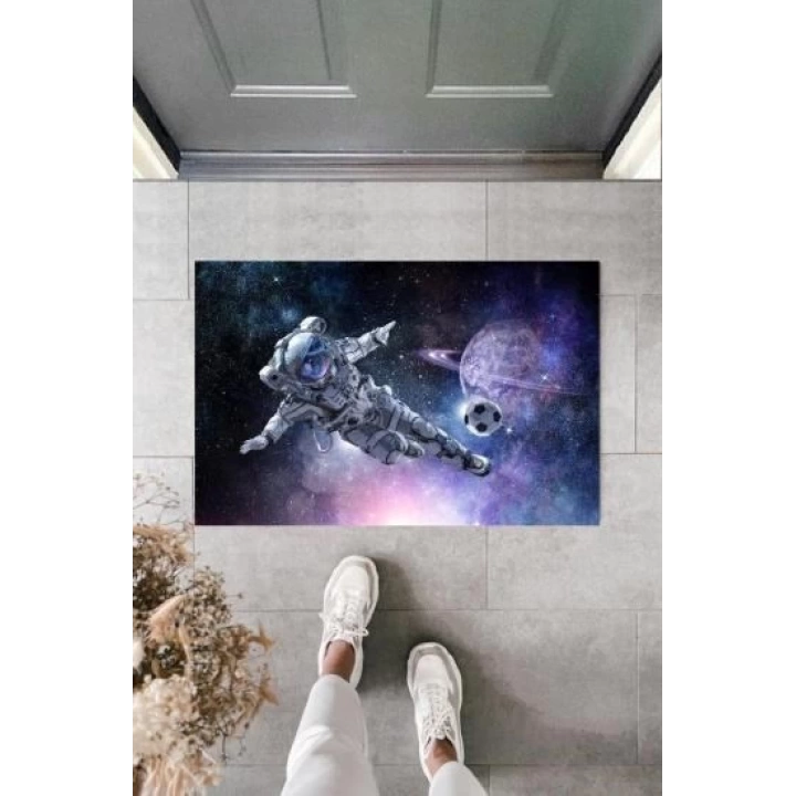 BFS Dekoratif Dijital Galaxy Astronot Mavi Kapı Paspası Dış Mekan Paspas K-2119
