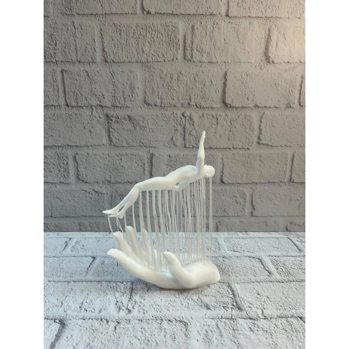 BFS Dekoratif El Üzerinde İnsan Figürü Beyaz Minimal Sanatsal Biblo