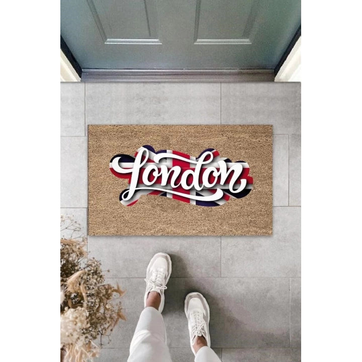 BFS Dijital Baskı Bej London Bayrak Paspas K-3024