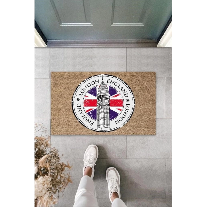 BFS Dijital Baskı Bej London Saat Kulesi Paspas K-3150