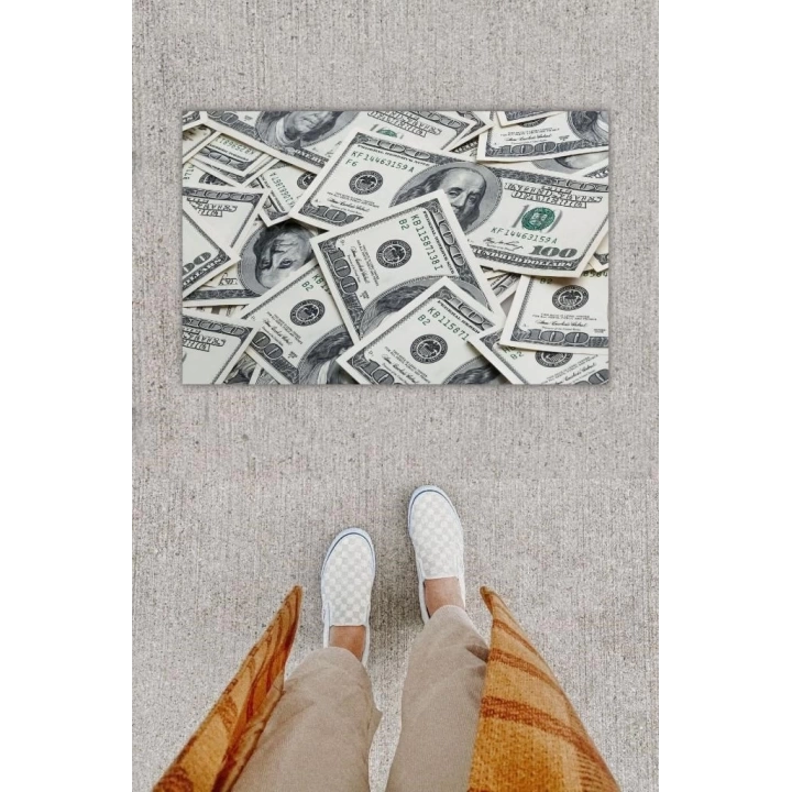 BFS Dijital Baskı Dekoratif Dolar Renkli Kapı Önü Paspası K-1241