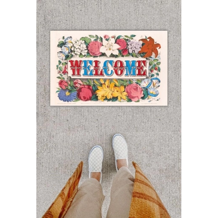 BFS Dijital Baskı Dekoratif Welcome Renkli Kapı Önü Paspası K-1249