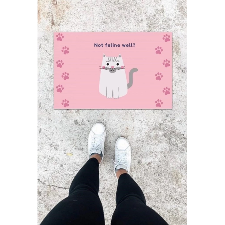 BFS Dijital Baskı Pembe Patili Desen Kapı Önü Paspası K-1030