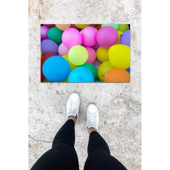 BFS Dijital Baskı Renkli Balon Desen Kapı Önü Paspası K-1015