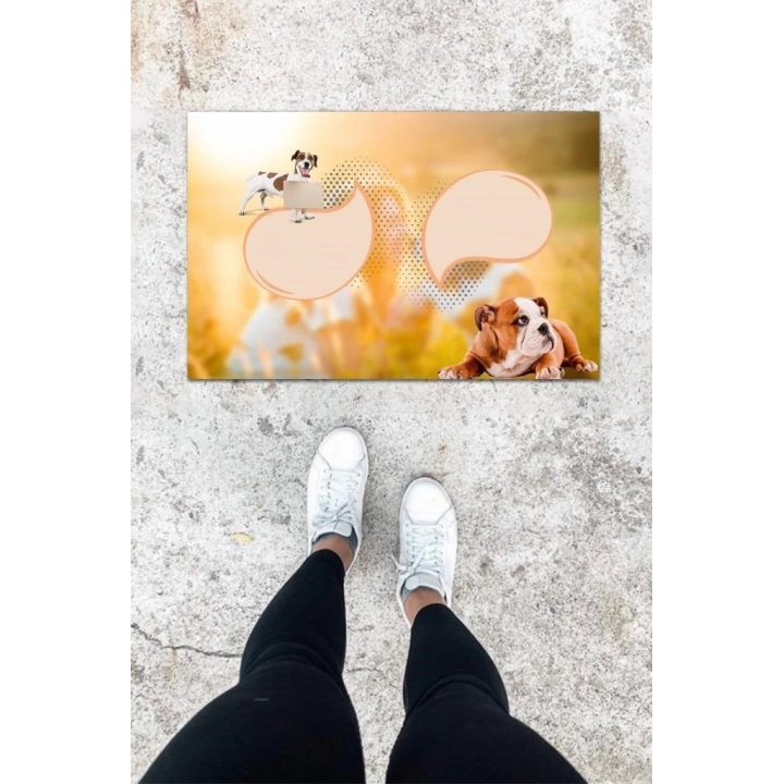 BFS Dijital Baskı Renkli Köpek Desen Kapı Önü Paspası K-1033