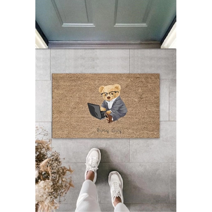 BFS Dijital Busy Guy Ayıcık Bej Kapı Paspası Dış Mekan Paspas K-3169