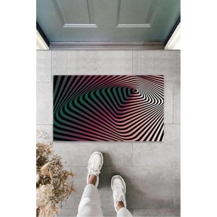 BFS Dijital D Spiral Siyah-Pembe Kapı Paspası Dış Mekan Paspas K-3170