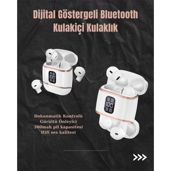 BFS Dijital Göstergeli Bluetooth Kulakiçi Kulaklık – 4’lü Paket, Gürültü Engellemeli