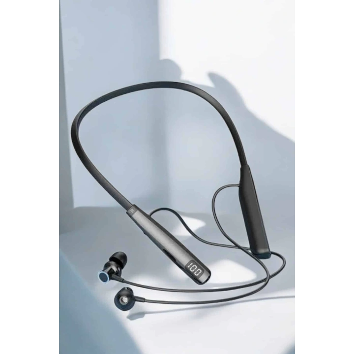 BFS Dijital Göstergeli Kulak İçi Kablosuz Bluetooth Kulaklık Boyun Bantlı