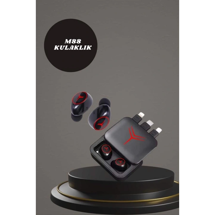 BFS Dijital Göstergeli Powerbank Kablosuz Kulaklık ve 7 Kordonlu Yeni Nesil Akıllı Saat Dokunmatik Kontrol