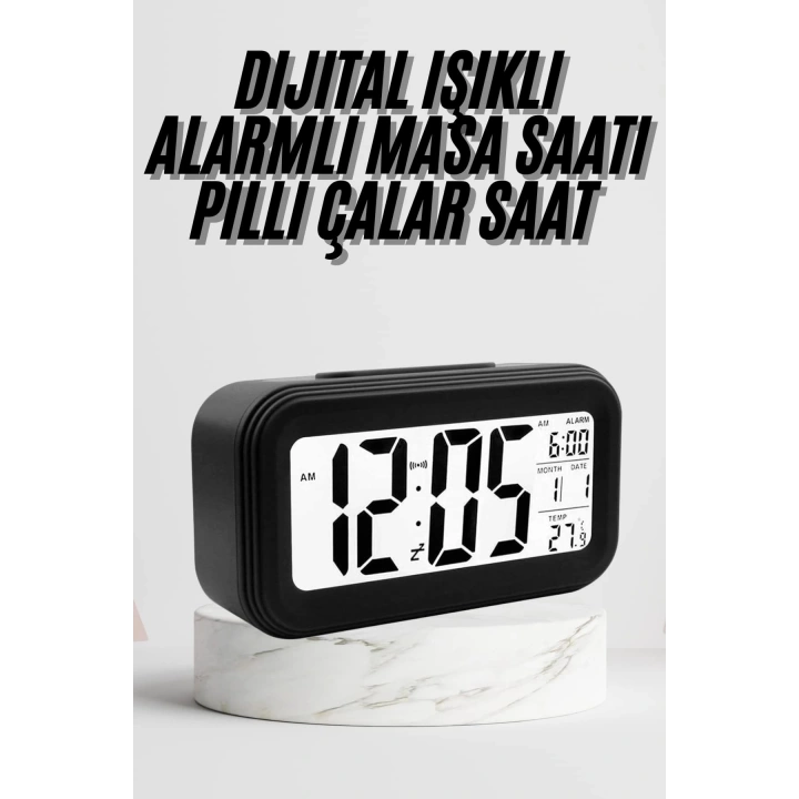 BFS Dijital Masa Saati Termometre Takvim Led Ekran Pilli Ev Ofis Masası