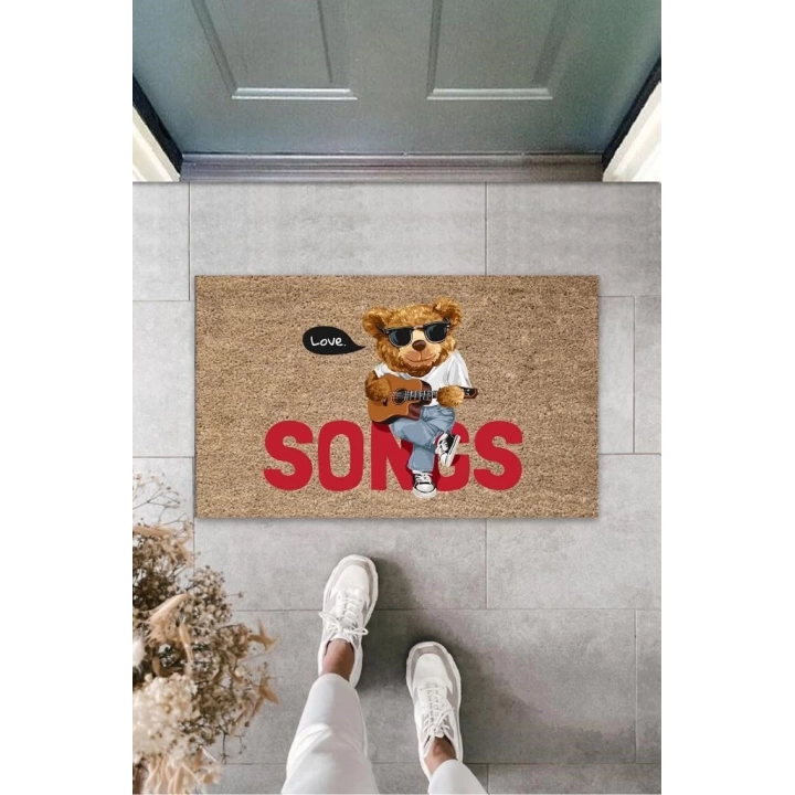 BFS Dijital Song Ayıcıklı Bej Kapı Paspası Dış Mekan Paspas K-3163