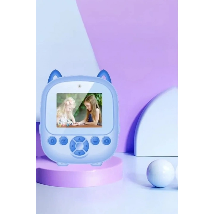 BFS Dijital Video Fotoğraf App Destekli Çocuk Kamerası Termal Resim Kağıt Baskılı Yazıcı Mavi