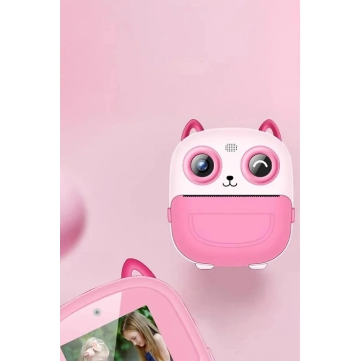 BFS Dijital Video Fotoğraf App Destekli Çocuk Kamerası Termal Resim Kağıt Baskılı Yazıcı Pembe