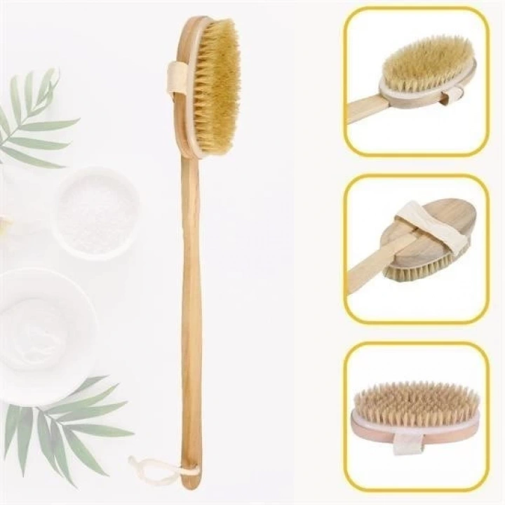 BFS  Doğal At Kılı Selülit Karşıtı Sapı Çıkabilen Ahşap Banyo Fırçası
