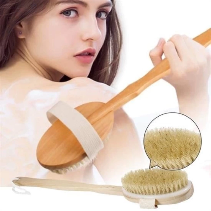 BFS  Doğal At Kılı Selülit Karşıtı Sapı Çıkabilen Ahşap Banyo Fırçası