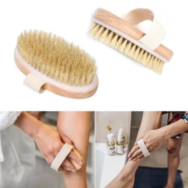 BFS  Doğal At Kılı Selülit Karşıtı Sapı Çıkabilen Ahşap Banyo Fırçası