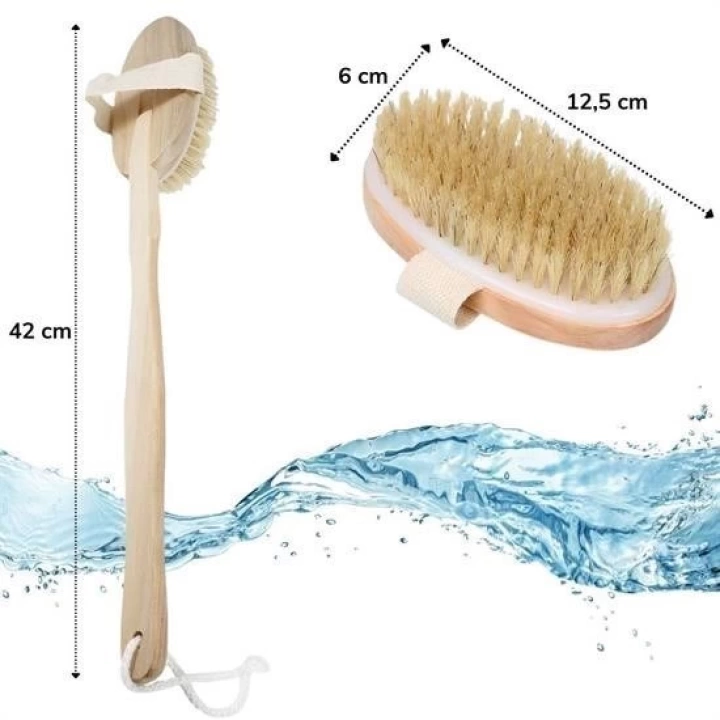 BFS  Doğal At Kılı Selülit Karşıtı Sapı Çıkabilen Ahşap Banyo Fırçası
