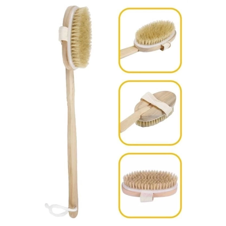BFS  Doğal At Kılı Selülit Karşıtı Sapı Çıkabilen Ahşap Banyo Fırçası
