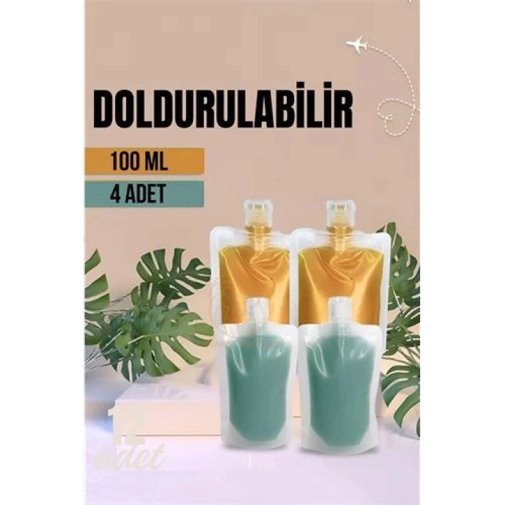 BFS  Doldurulabilir Krem Şampuan Kabı Tekrar Kullanılabilir Set 4 ADET