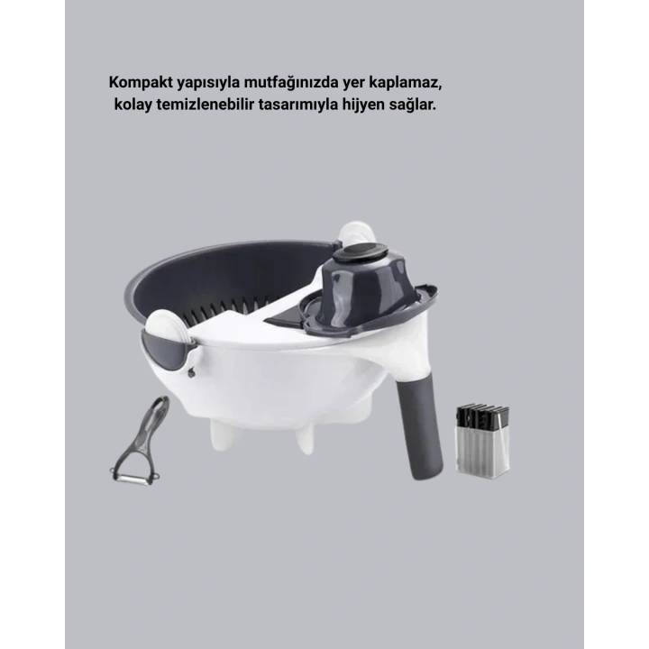 BFS Döner Mekanizmalı 5’i 1 Arada Süzgeçli Rende Sebze Meyve Doğrama Cihazı