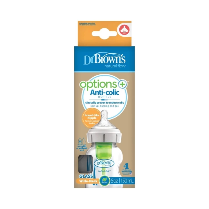 BFS   Dr Browns Geniş Ağız Anti Kolik Options+ Cam Biberon 150 ml