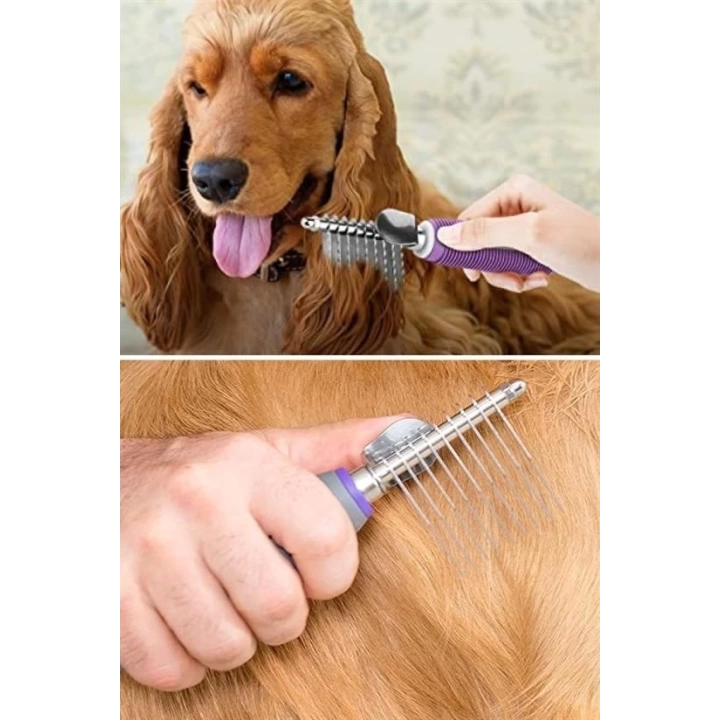 BFS  Düğüm Açıcı Pet Fırçası Emniyetli Uzun ve Çelik Dişli Kedi Köpek Tüy Kıtık Açma Tarağı