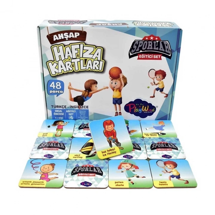 BFS   Eğitici Ahşap Hafıza Kartları Sporlar
