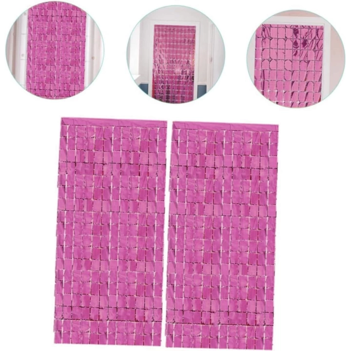 BFS   Ekstra Metalize Rose Gold Renk Disko Dikdörtgen Kesim Kapı Perdesi Dekorasyon 1x2 Metre