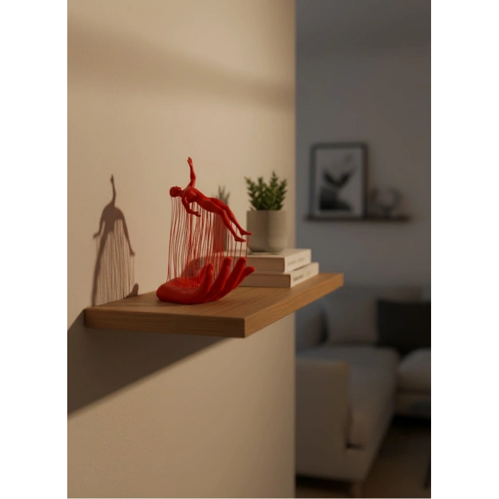 BFS El Formlu İnsan Figürü Kırmızı Modern Dekoratif Biblo Soyut Tasarım 12x18 cm