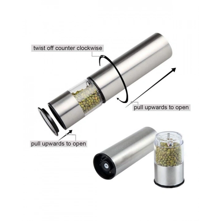 BFS Elektrikli Baharat Öğütücü Pilli Paslanmaz Çelik Otomatik Tuz Karabiber Değirmeni