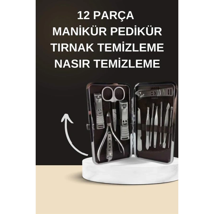 BFS Elektrikli Manikür Pedikür Seti İkili Set 12 Parça Tırnak Bakımı Törpü Protez Çıkarma