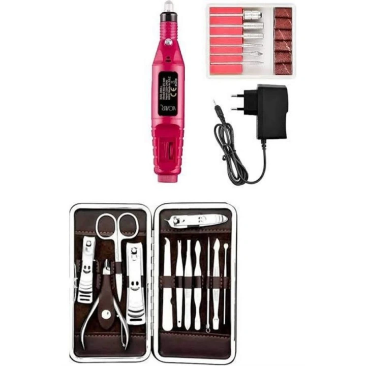 BFS Elektrikli Manikür Pedikür Seti İkili Set 12 Parça Tırnak Bakımı Törpü Protez Çıkarma