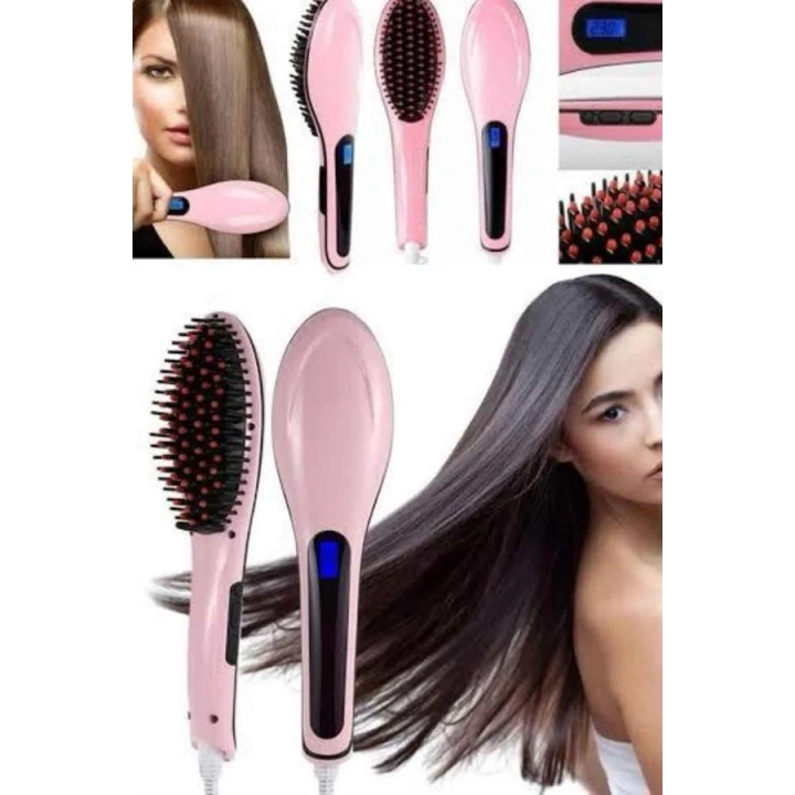 BFS Elektrikli Saç Düzleştirici Tarak Saç Düzleştirici Fırça Sıkı Dişli Pembe