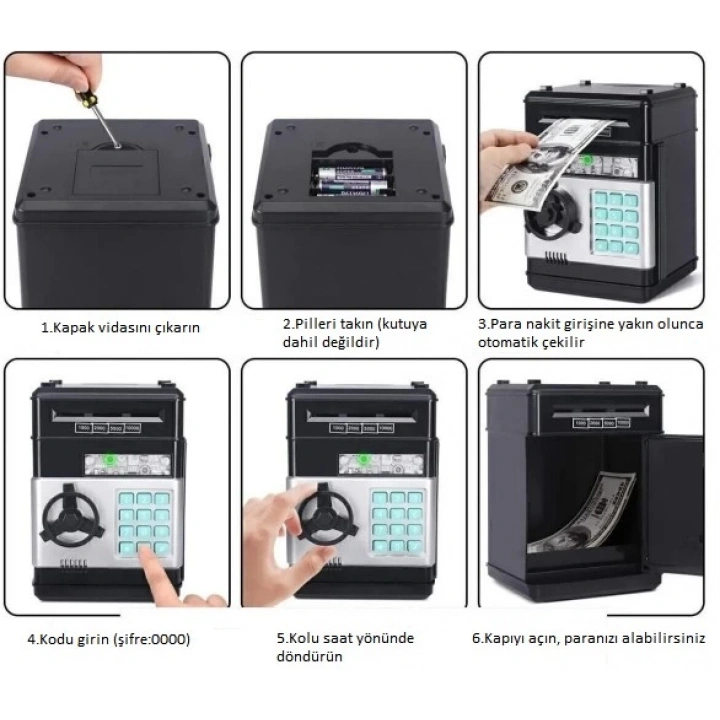 BFS Elektronik Şifreli Kasa Otomatik Kağıt Para Alan ATM Kumbara
