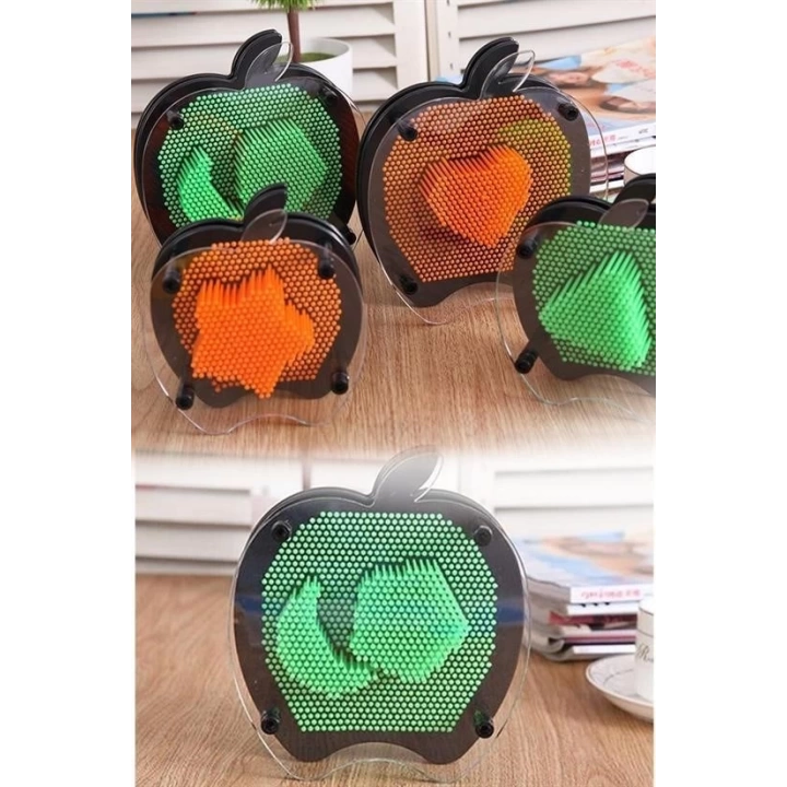 BFS  Elma Şeklinde Pin Art Dekoratif 3D Çivi Sanatı Filografi Tahtası