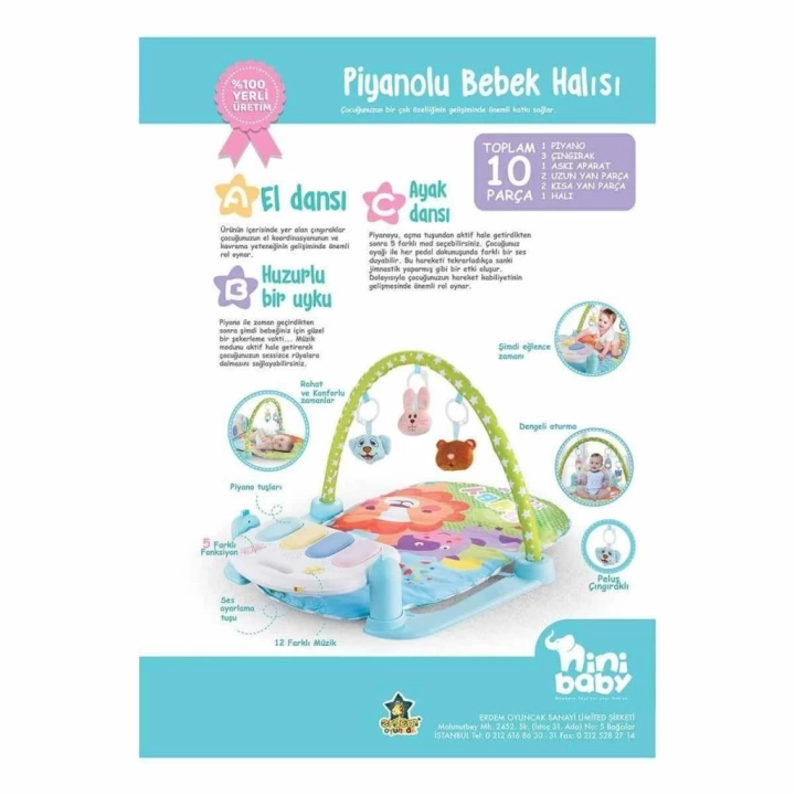 BFS   ER-111 Pianolu Bebek Halısı -Erdem Oyuncak