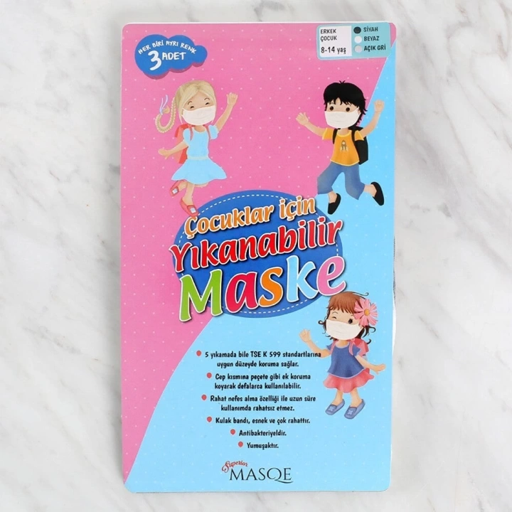BFS  Erkek Çocuklar için Yıkanabilir Maske 8 - 14
