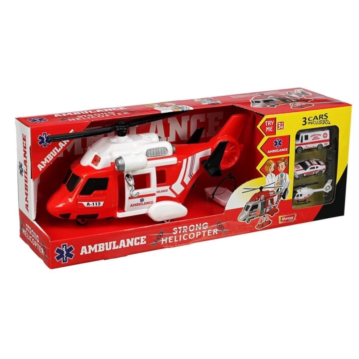 BFS   ERN-2004 Heroes Toys Helikopter Ambulans Seti Arabalı- Eren Oyuncak