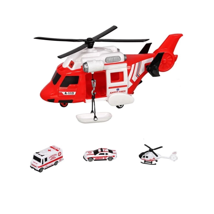 BFS   ERN-2004 Heroes Toys Helikopter Ambulans Seti Arabalı- Eren Oyuncak