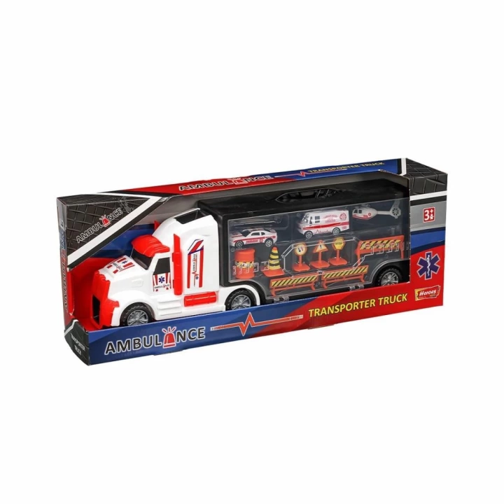 BFS   ERN-877 Heroes Toys Çantalı Ambulans Taşıyıcı Tır Seti - Eren Oyuncak