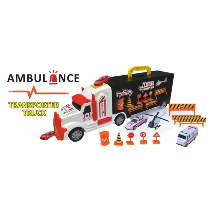 BFS   ERN-877 Heroes Toys Çantalı Ambulans Taşıyıcı Tır Seti - Eren Oyuncak