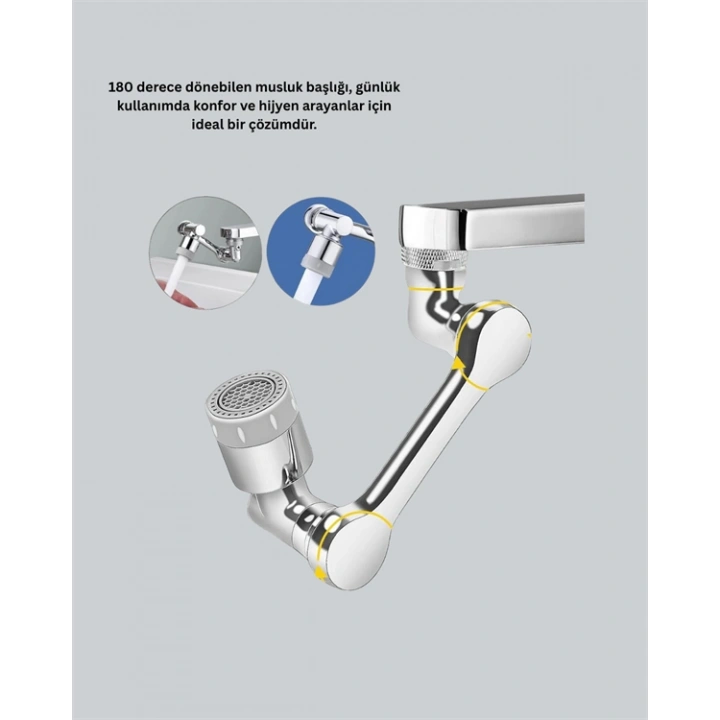 BFS Esnek 1080° Musluk Başlığı 3 Eklemli Hareketli Su Modlu Lavabo Aparatı