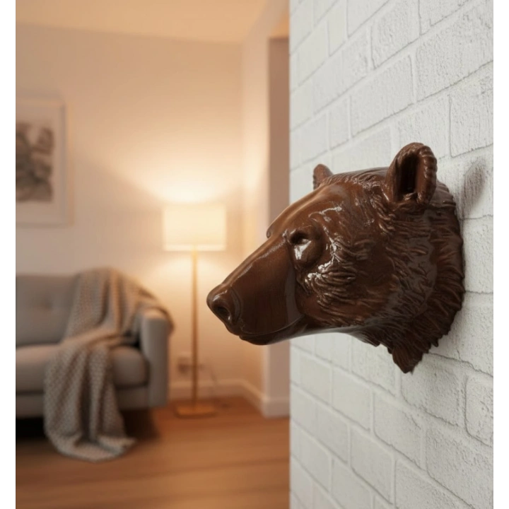 BFS Ev ve Ofis İçin Dekoratif Ayı Başı Heykel Hediyelik Duvar Aksesuarı