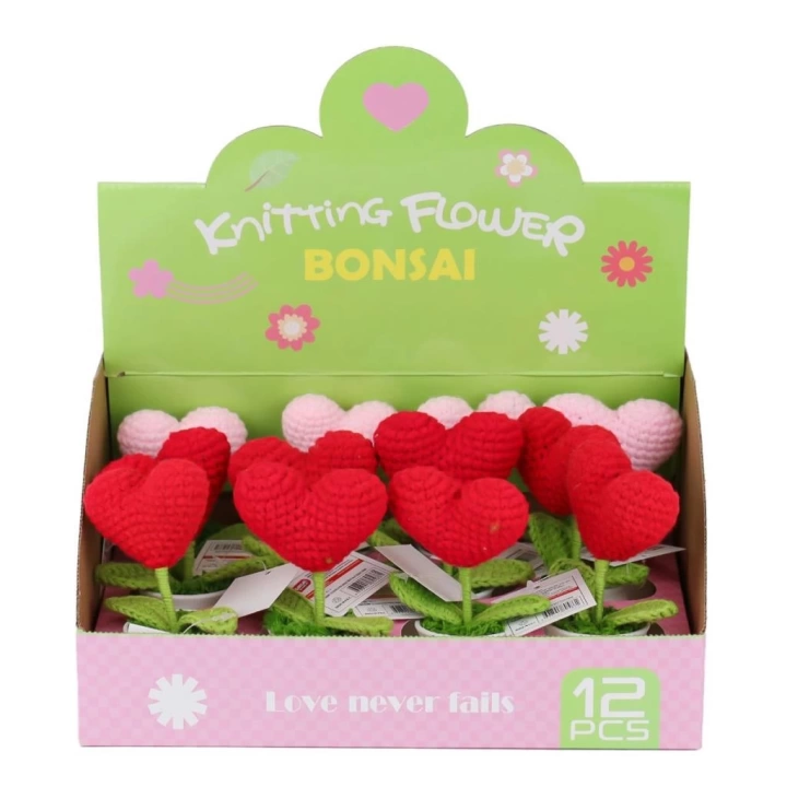 BFS   FL-7 12Lİ Kroşe Örgü Saksıda Kalp -Birliktoys