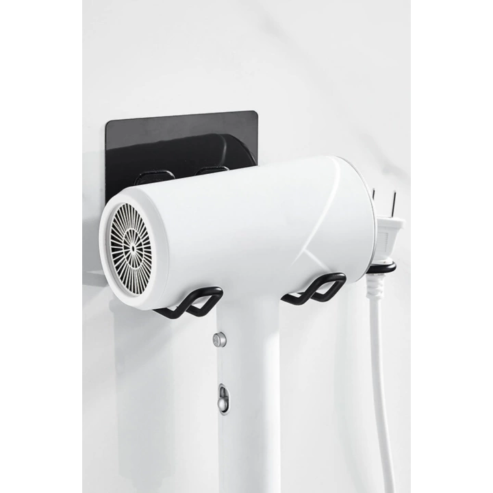 BFS   Fön Makine Askısı Siyah Yapışkanlı Fön Makine Tutucu