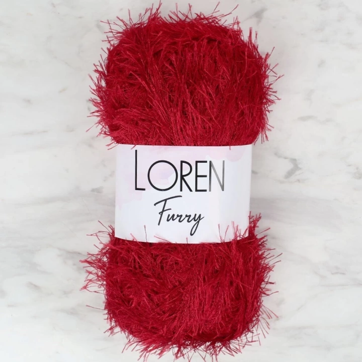 BFS  Furry Koyu Kırmızı El Örgü İpi - RF024 - 34052