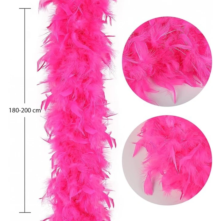 BFS  Fuşya Renk Kabarık Kalın Otriş Boa Tüy 6 cm Genişlik 180-200 cm Uzunluk