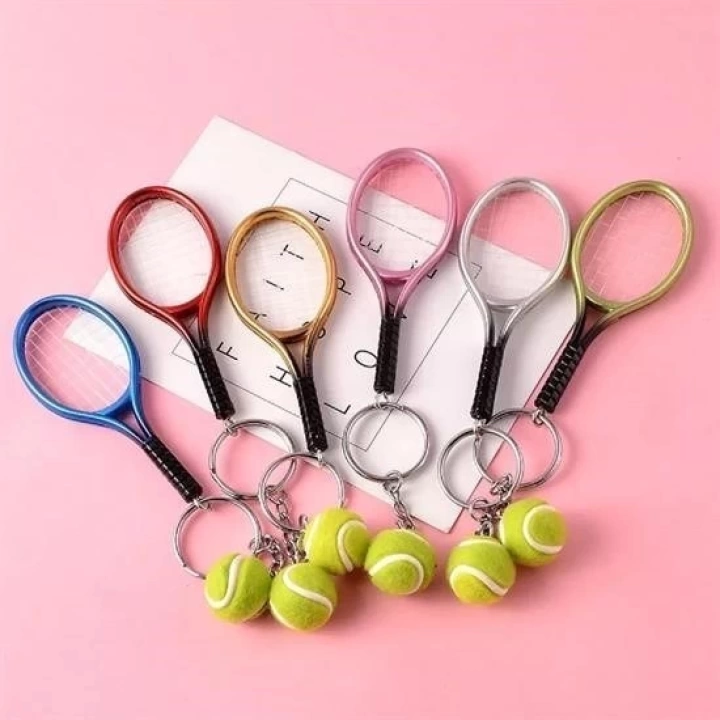 BFS  Gerçekçi Tenis Raketi Tasarımlı Şık Anahtarlık Kolye Çanta Süsü Tennis Keychain
